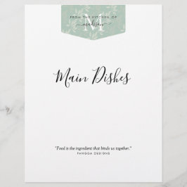 Kitchen Monogram Aquamarin Green Recipe Divider