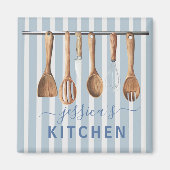 Kitchen Monogram Rezepte Utensils Modern Blue Magnet (Vorne)