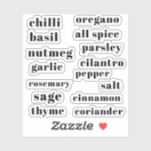 Kitchen Pantry Cupboard Herbs Spices Flavor Labels (Blatt)