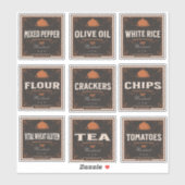 Kitchen Pantry Label Set 2 Vintages dunkles Papier (Blatt)