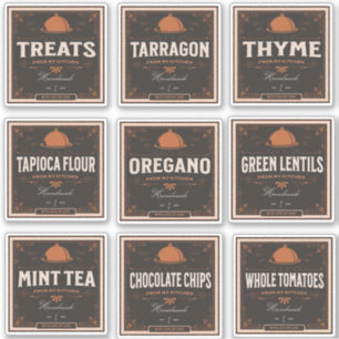 Kitchen Pantry Label Set 3 Vintages dunkles Papier