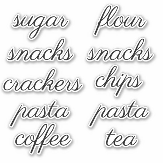 Kitchen Pantry Organisation Script Label Sticker (Vorderseite)