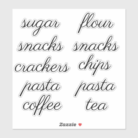 Kitchen Pantry Organisation Script Label Sticker (Blatt)