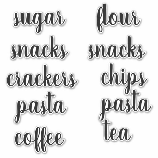 Kitchen Pantry Organisation Script Label Sticker (Vorderseite)