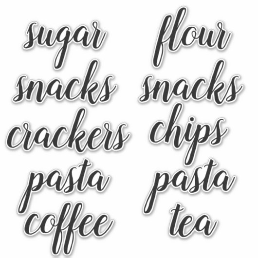 Kitchen Pantry Organisation Script Label Sticker (Vorderseite)