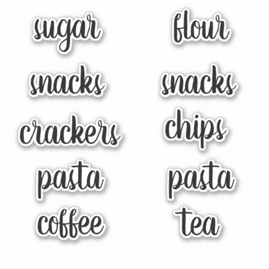 Kitchen Pantry Organisation Script Label Sticker (Vorderseite)
