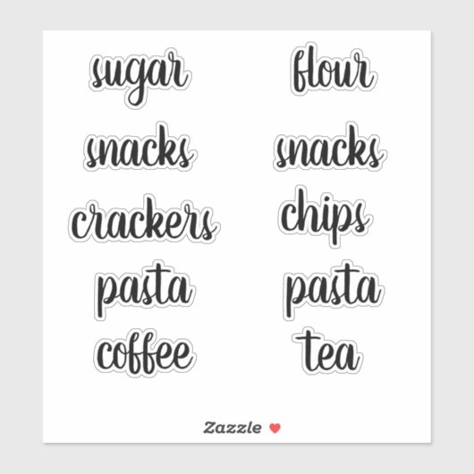 Kitchen Pantry Organisation Script Label Sticker (Blatt)