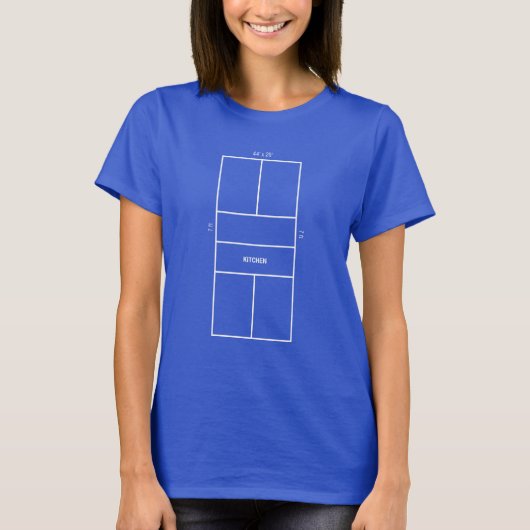 Kitchen Pickleball Court Diagram T-Shirt (Vorderseite)