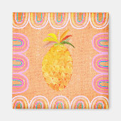 Kitchen Pineapple Folk Art Style Magnet (Vorne)