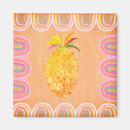 Kitchen Pineapple Folk Art Style Magnet (Vorne)
