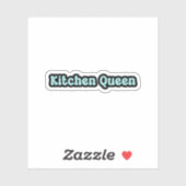 Kitchen Queen Blue Retro Text Aufkleber (Blatt)