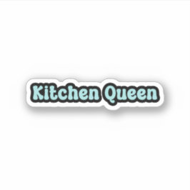 Kitchen Queen Blue Retro Text Aufkleber