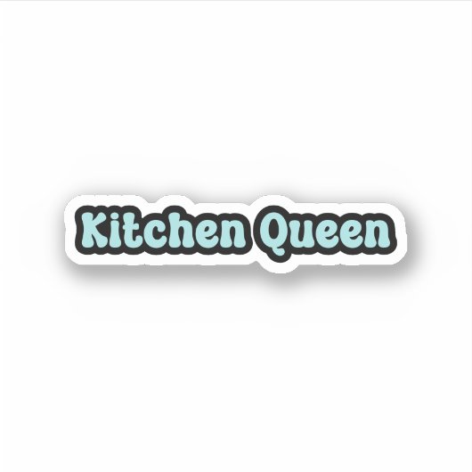 Kitchen Queen Blue Retro Text Aufkleber (Vorderseite)