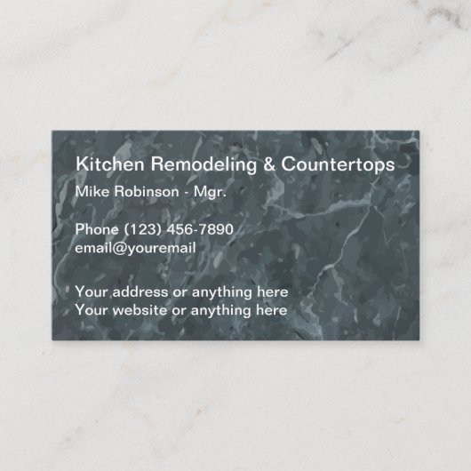 Kitchen Remodeling Stone Background Visitenkarte (Vorderseite)