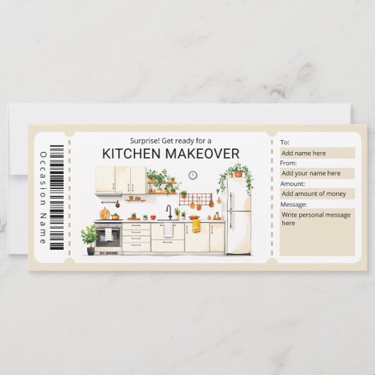 Kitchen Renovation Gift Certificate  Einladung (Vorderseite)