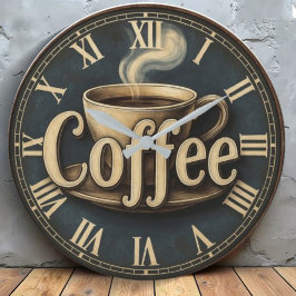  Kitchen retro Vintage Coffee Große Wanduhr