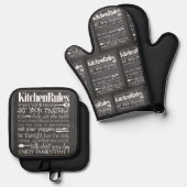 "Kitchen Rules" Ofenhandschuh & Topflappen-Set (Vorderseite/Rückseite)