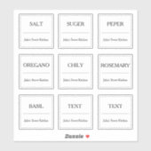 Kitchen Spice Jar Etikett Transparente Aufkleber (Blatt)