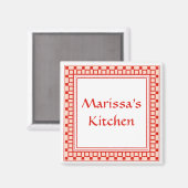 Kitchen Squares Red Magnet (Vorderseite/Rückseite)