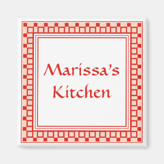 Kitchen Squares Red Magnet