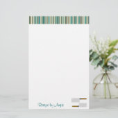 Kitchen Stripes Aqua Rezept Papier (Stehend Vorderseite)