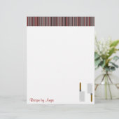 Kitchen Stripes Red Rezept Papier (Stehend Vorderseite)