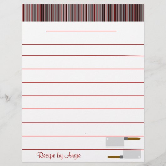 Kitchen Stripes Red Rezept Papier - WIth Linien (Vorderseite)