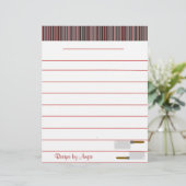 Kitchen Stripes Red Rezept Papier - WIth Linien (Stehend Vorderseite)
