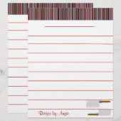 Kitchen Stripes Red Rezept Papier - WIth Linien (Vorne/Hinten)