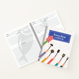 Kitchen Stuff Blue Recipe Spiral Notebook Notizblock