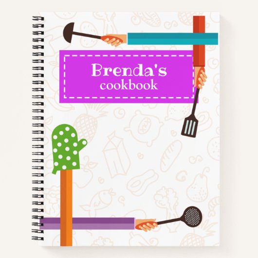 Kitchen Stuff Lila Recipe Spiral Notebook Notizblock (Vorderseite)