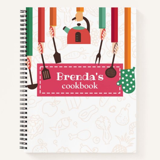 Kitchen Stuff Pink Recipe Spirale Notebook Notizblock (Vorderseite)