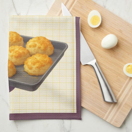 Kitchen Tea Towel | Cheese Scone Time | Plum Borde Geschirrtuch (Viertel Falte)