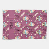 Kitchen Tea Towel Kawaii Pink Purple Cupcake Geschirrtuch (Horizontal)