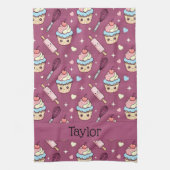 Kitchen Tea Towel Kawaii Pink Purple Cupcake Geschirrtuch (Vertikal)