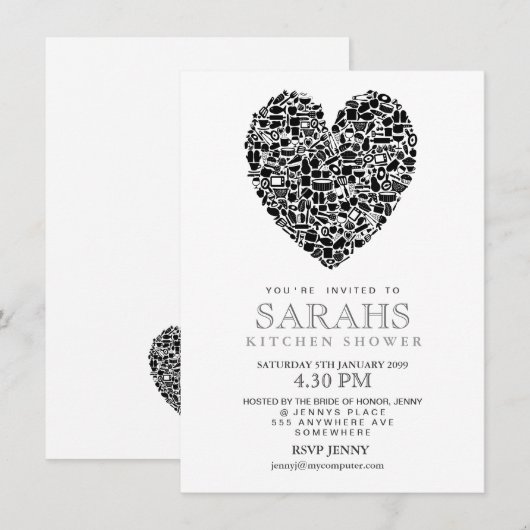 Kitchen Tee Brautparty Party Einladung (Vorne/Hinten)