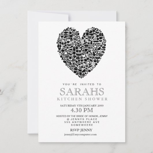 Kitchen Tee Brautparty Party Einladung (Vorderseite)
