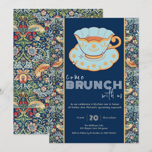 Kitchen Tee William Morris Einladung (Vorne/Hinten)