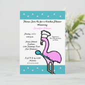 Kitchen Theme Bridal Shower Einladung — Flamingo (Stehend Vorderseite)
