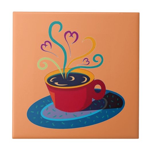 Kitchen Tile Trivet Kaffee Cup Liebe Tee Bar Kriec Fliese (Vorderseite)