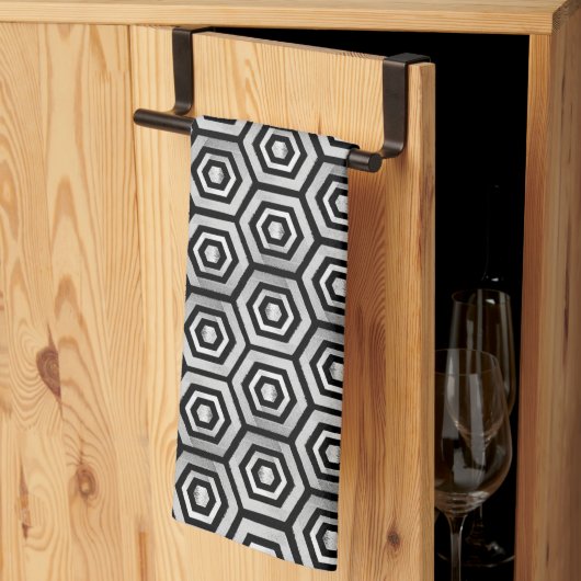Kitchen Towel Black White Hexagon Geometric Geschirrtuch (Drittel gefaltet)