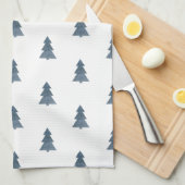 Kitchen Towel - Blue Christmas Trees Pattern Geschirrtuch (Viertel Falte)