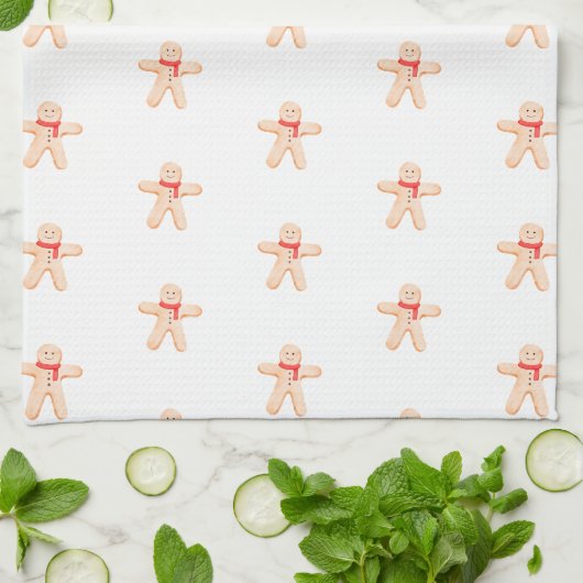 Kitchen Towel - Christmas Gingerbread Man Pattern Geschirrtuch (Gefaltet)