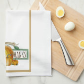 Kitchen Towel - Give Thanks | Watercolor Pumpkins Geschirrtuch (Viertel Falte)