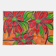 KITCHEN TOWEL mit Poinsettia Design