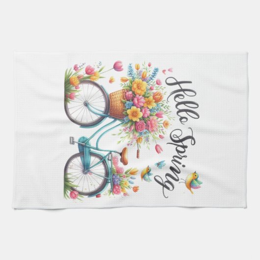Kitchen Towels-Hello Spring Floral Kitchen Towels Geschirrtuch (Horizontal)