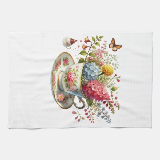 Kitchen Towels-Hello Spring Floral Kitchen Towels Geschirrtuch (Horizontal)