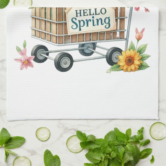 Kitchen Towels-Hello Spring Floral Kitchen Towels Geschirrtuch (Gefaltet)