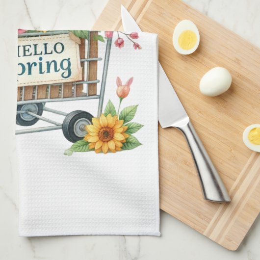 Kitchen Towels-Hello Spring Floral Kitchen Towels Geschirrtuch (Viertel Falte)
