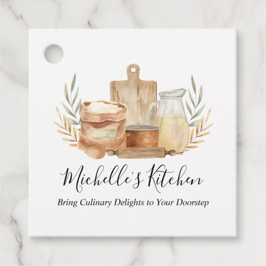 Kitchen Utensic Watercolor Zuhause Catering Geschenkanhänger (Vorderseite)